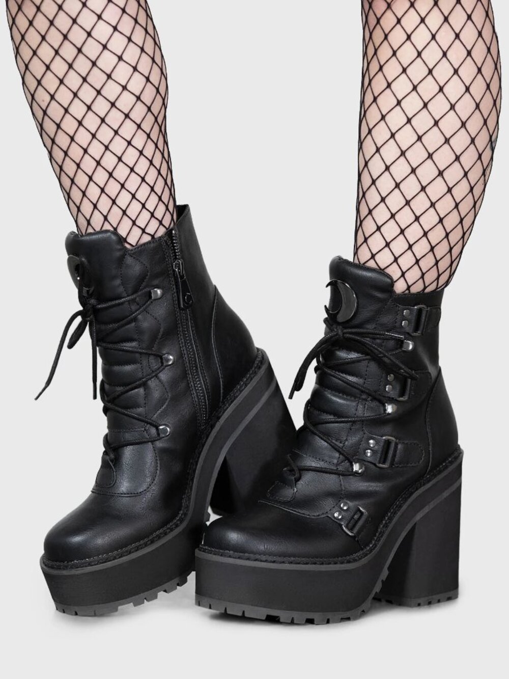 Killstar Broom Rider Heel Combat Boots Size US 5